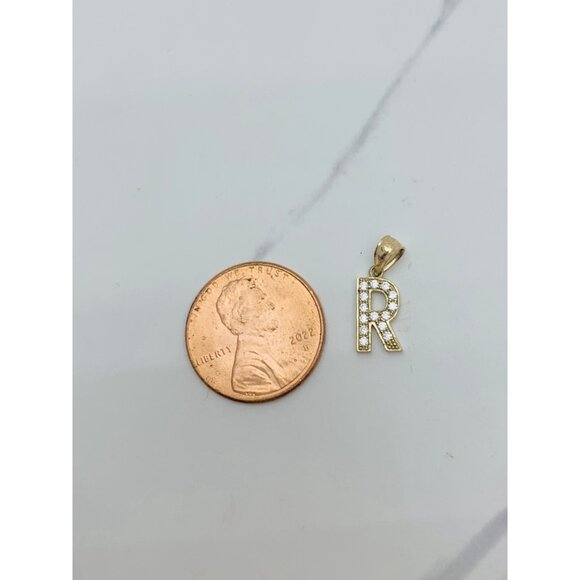 10k gold pendant initial R and necklace 16” -  18” Letter R - Picture 6 of 7